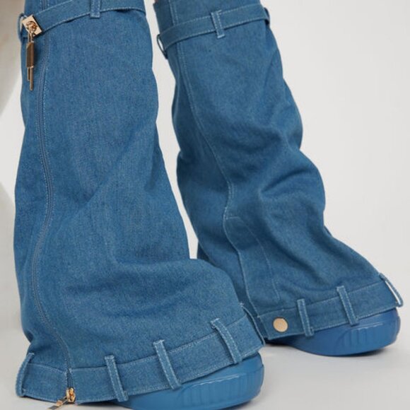 " DOMINQUE DENIM "  FOLD OVER PLATFORM BOOT IN DENIM ( BRAND NEW !!! ) - Picture 1 of 6